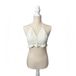 White crochet halter top